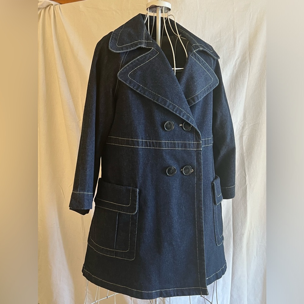 Karen Kane Denim Double Breasted Trench Size Large